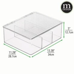 3-Section Stackable Bin With Pantry Labels -Home storage 2000 Square JPG RFQ 2040212 dims