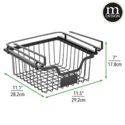 Under Shelf Sliding Basket With Label Plate 11 X 11.5 X 7 12 Under Shelf Sliding Basket With Label Plate 11 X 11.5 X 7 -Home storage 2000 Square JPG RFQ 2042734 20matte 20black dims
