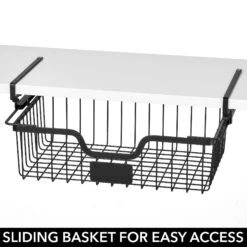 Under Shelf Sliding Basket With Label Plate 11 X 17 X 7 -Home storage 2000 Square JPG RFQ 2042735 20matte 20black detail3