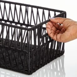Macrame Wire + Cotton Rope Baskets 12 X 9 X 6 11 Macrame Wire + Cotton Rope Baskets 12 X 9 X 6 -Home storage 2000 Square JPG RFQ 2043507 20black detail1