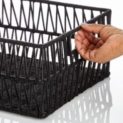 Cotton Rope Basket 16 X 12 X 6 -Home storage 2000 Square JPG RFQ 2043509 20black detail1