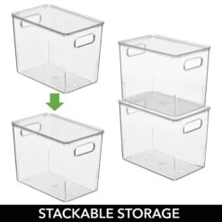 Stackable Bin Set 10 X 6 X 8 10 Stackable Bin Set 10 X 6 X 8 -Home storage 2000 Square JPG RFQ 2043524 20clear 20clear detail1