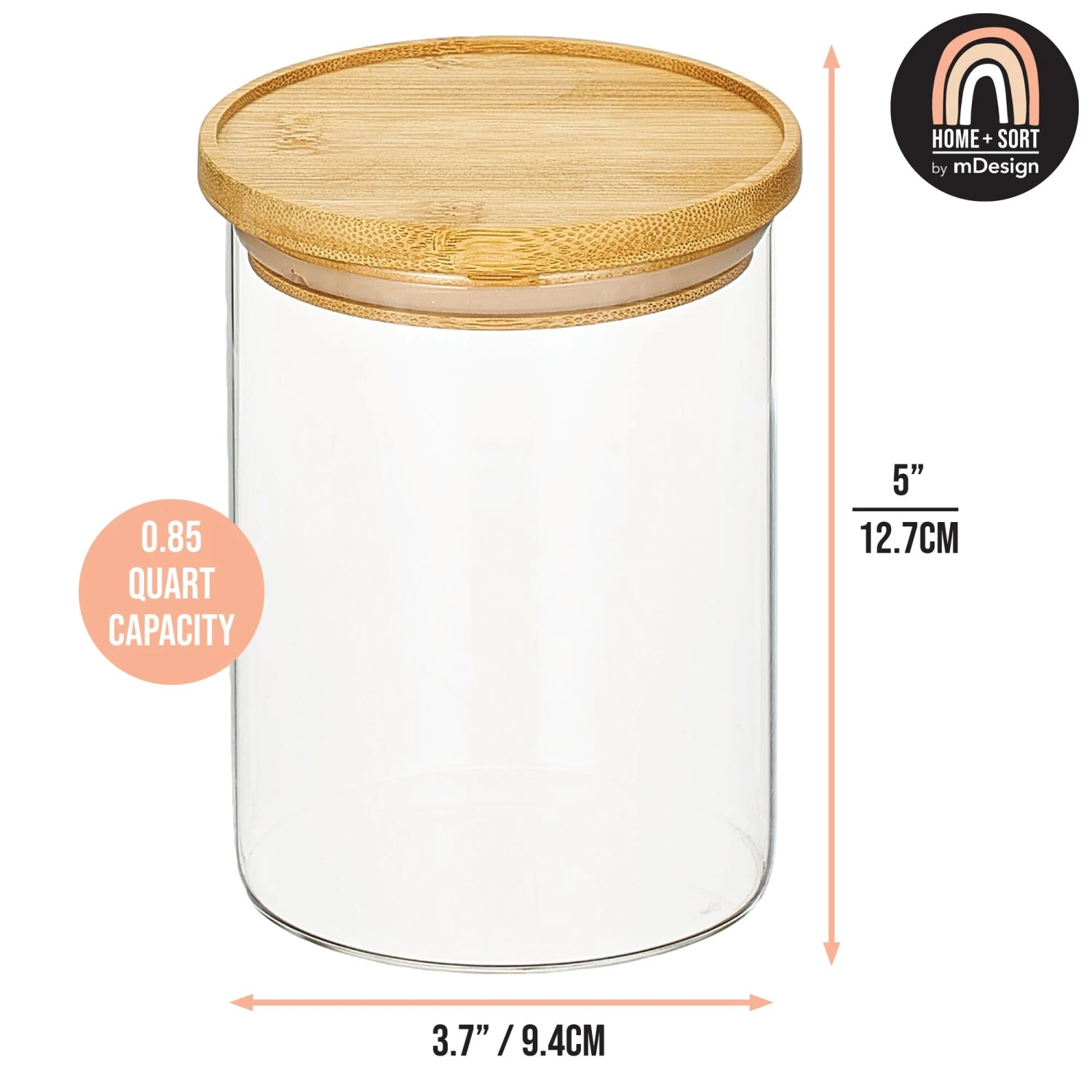 Glass Kitchen Canister With Bamboo Lid 3 Glass Kitchen Canister With Bamboo Lid - Image 3