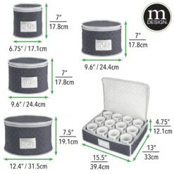 5-Piece Quilted Dinnerware Storage Set With Label Holder -Home storage 2500 Square JPG 03387MDK Dimensions