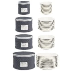 5-Piece Quilted Dinnerware Storage Set With Label Holder -Home storage 2500 Square JPG 03387MDK Outline