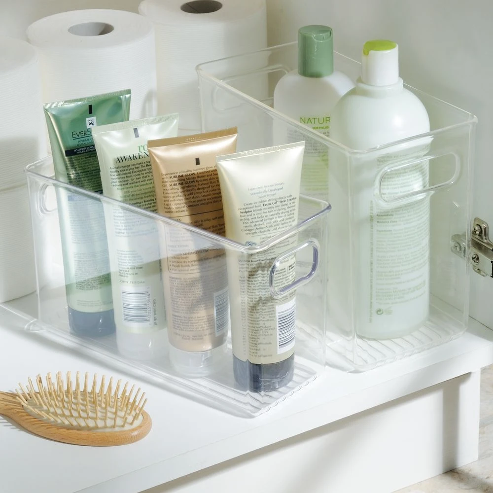 Tall Bathroom Bin With Handles 9.5 X 4.5 X 8 2 Tall Bathroom Bin With Handles 9.5 X 4.5 X 8 - Image 2